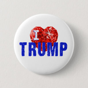 Chapa Redonda De 5 Cm Me encanta el corazón rojo blanco y azul de Trump