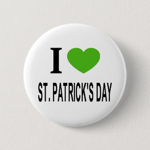 Chapa Redonda De 5 Cm Me encanta el día de San Patricio con corazón verd