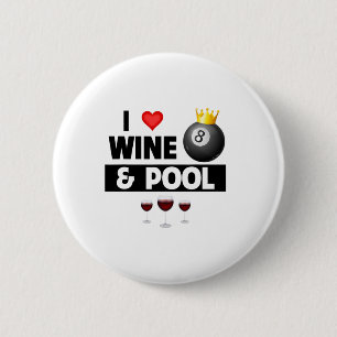 Chapa Redonda De 5 Cm Me Encanta El Vino Y El Palo De Piscina 8 Ll Pocke