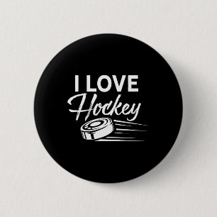 Chapa Redonda De 5 Cm Me encanta jugador de hockey equipo juego portero