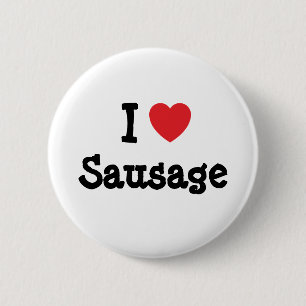 Chapa Redonda De 5 Cm Me encanta la camiseta del corazón de Sausage