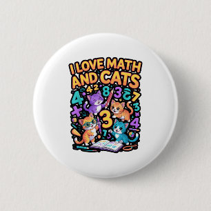 Chapa Redonda De 5 Cm Me encanta las matemáticas y los gatos Profesor Es