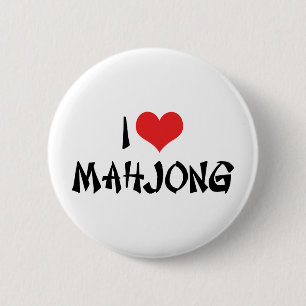 Chapa Redonda De 5 Cm Me encanta Mahjong de corazón - Amante de Mah Jong