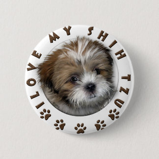 Chapa Redonda De 5 Cm Me encanta mi diseño de Mascota de licitación Shih