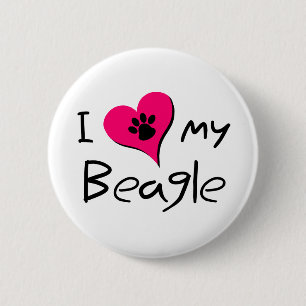 Chapa Redonda De 5 Cm Me encanta mi papel Beagle y lindo en el corazón