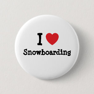 Chapa Redonda De 5 Cm Me encanta Snowboarding personalizado de corazón