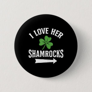 Chapa Redonda De 5 Cm Me encanta su Shamrock St. Patrick's Day Couple Ou