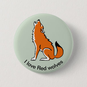 Chapa Redonda De 5 Cm Me encantan los lobos rojos - Animales salvajes -