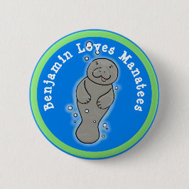 Chapa Redonda De 5 Cm Me encantan los manatíes personalizado lindo ilust