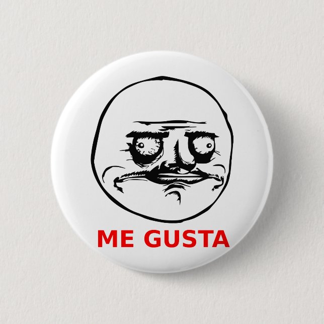 Chapa Redonda De 5 Cm Me gusta cara con texto (Anverso)