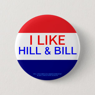CHAPA REDONDA DE 5 CM ME GUSTA HILL & BILL, REELIGO A OBAMA 2012