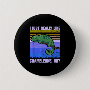 Chapa Redonda De 5 Cm Me Gusta Realmente Chameleons Ok Funny Cote Lizar