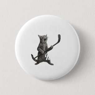 Chapa Redonda De 5 Cm Me gustan los gatos y el hockey tal vez 3 personas