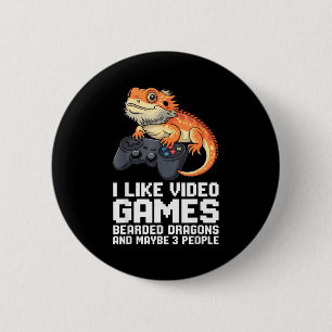 Chapa Redonda De 5 Cm Me gustan los videojuegos Bearded Dragon Gamer Int