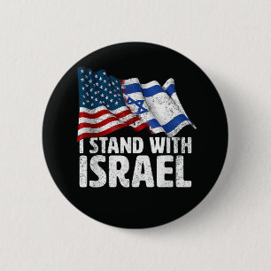 Chapa Redonda De 5 Cm Me mantengo con Israel USA bandera estadounidense 