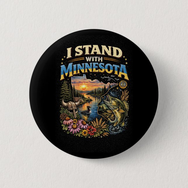 Chapa Redonda De 5 Cm Me mantengo con Minnesota (Anverso)