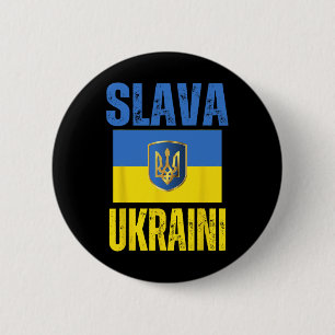 Chapa Redonda De 5 Cm Me mantengo con Ucrania Apoyo Bandera Ucraniana Sl