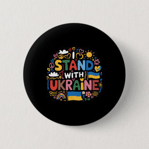 Chapa Redonda De 5 Cm Me mantengo con Ucrania Colorido Paz Hombres Ucran