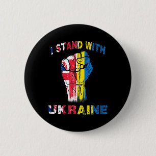 Chapa Redonda De 5 Cm Me Mantengo Con Ucrania Reino Unido Uk Bandera 