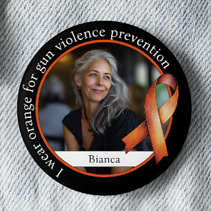 Chapa Redonda De 5 Cm Me pongo naranja para la prevención de la violenci