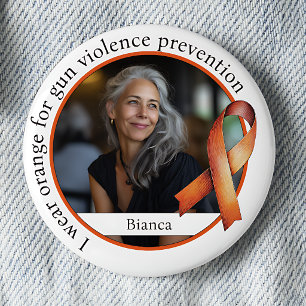 Chapa Redonda De 5 Cm Me pongo naranja para la prevención de la violenci