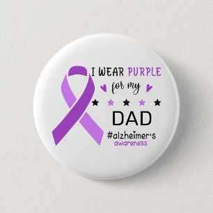 Chapa Redonda De 5 Cm Me Visto de Púrpura Por Mi Papá Conciencia del Alz