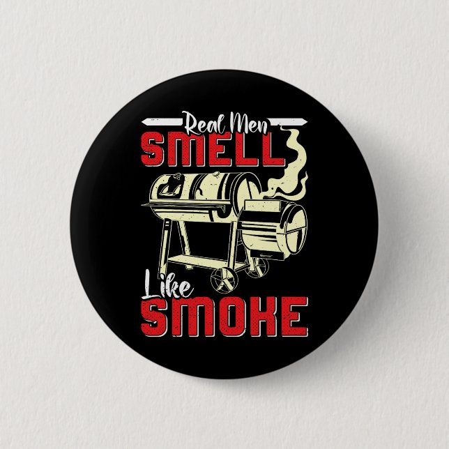 Chapa Redonda De 5 Cm Meat Lover Real Men Smell Like Smoke Funny Men  (Anverso)