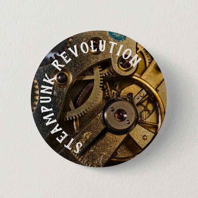 Chapa Redonda De 5 Cm Mecanismo de vigilancia de Steampunk (Anverso)