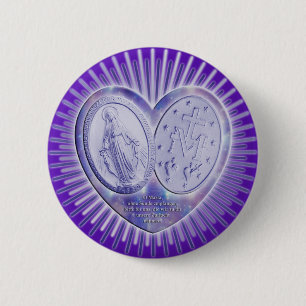 Chapa Redonda De 5 Cm medaille medalla miraculeuse, Maravilloso /lila