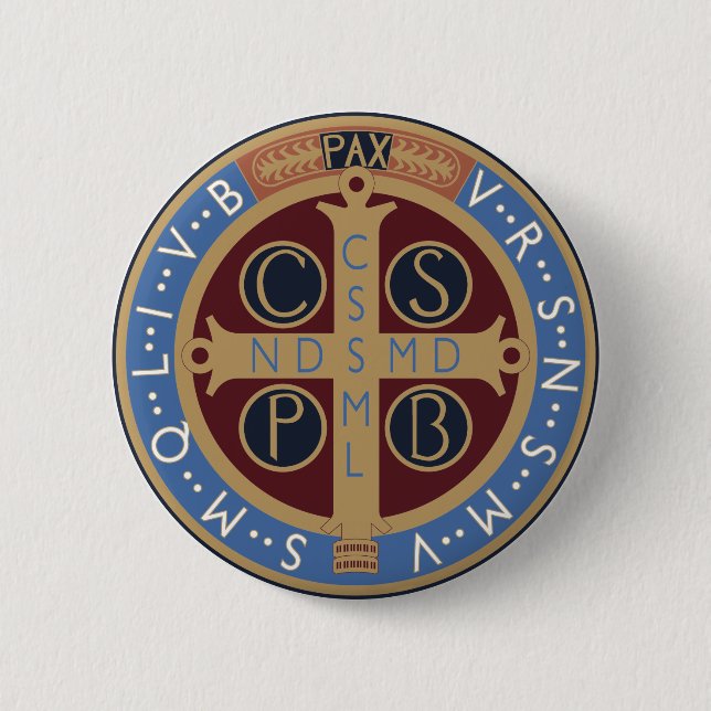 Chapa Redonda De 5 Cm Medalla de San Benito (Anverso)
