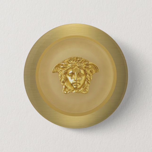 Chapa Redonda De 5 Cm Medallón Medusa de Oro (Anverso)