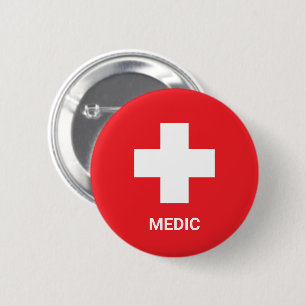 Chapa Redonda De 5 Cm MEDIC & Primeros Auxilios, Cruz, Ambulancia, Docto