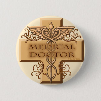 Chapa Redonda De 5 Cm Médico de Cross caduceus