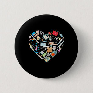 Chapa Redonda De 5 Cm Médico de Enfermería de Corazón Istant Médico Cert
