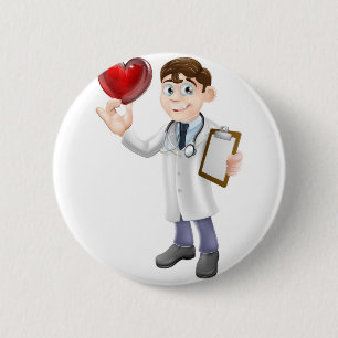 Chapa Redonda De 5 Cm Médico del corazón del dibujo animado