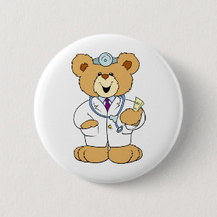 Chapa Redonda De 5 Cm Médico del oso de peluche