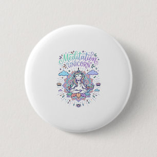 Chapa Redonda De 5 Cm Meditación de Unicornio Unicornio Fondo Blanco Vec
