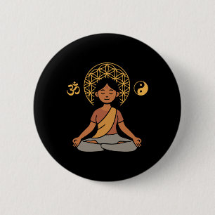 Chapa Redonda De 5 Cm Meditación Yoga Símbolo Om Geometría Sagrada Yin Y