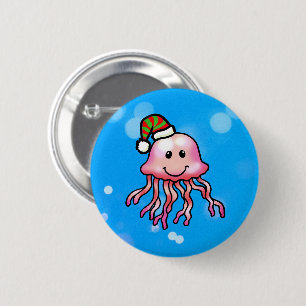 Chapa Redonda De 5 Cm Medusa de Dibujos Animados Festiva y Adorable