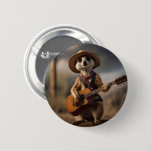 Chapa Redonda De 5 Cm Meerkat Strumming A Country Lullaby,