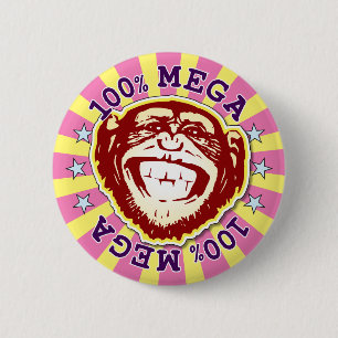 Chapa Redonda De 5 Cm Mega 100% Funny Monkey Badge