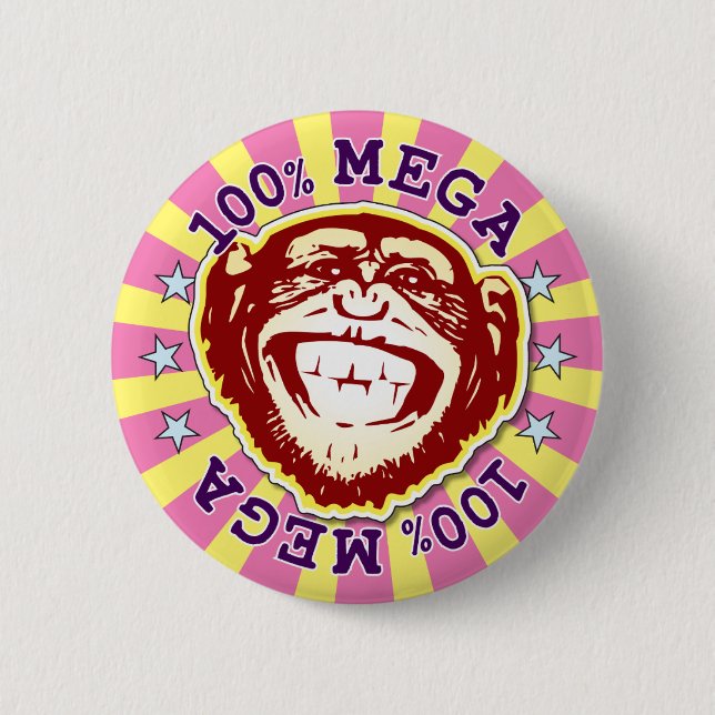 Chapa Redonda De 5 Cm Mega 100% Funny Monkey Badge (Anverso)