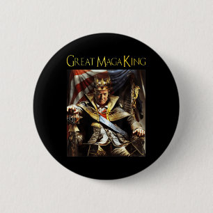 Chapa Redonda De 5 Cm Mega King USA Bandera Orgullosa Ultra Maga Trump