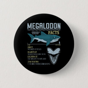 Chapa Redonda De 5 Cm Megalodon Hechos Meg Fósil De Dientes De Tiburón P