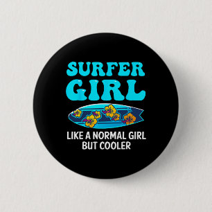 Chapa Redonda De 5 Cm Mejor Arte de Surf para Chicas Mujeres Playa Surfi