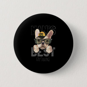 Chapa Redonda De 5 Cm Mejor Bulldog francés amigo