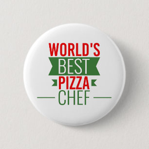 Chapa Redonda De 5 Cm Mejor chef de pizza del mundo - verde rojo