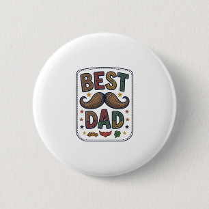 Chapa Redonda De 5 Cm Mejor diseño de padre con bigote vintage vectorial