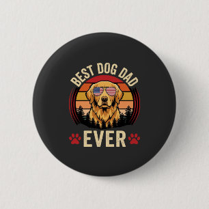 Chapa Redonda De 5 Cm Mejor papá de perro Retro Golden Retriever