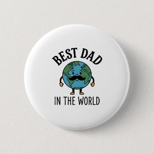 Chapa Redonda De 5 Cm Mejor Papá del Mundo Earth Mostacho Diseño de Cami